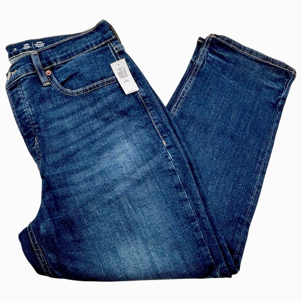 Old Navy Ultra High Rise Sky-Hi Straight 12 Petite Dark Wash Blue Denim Jeans